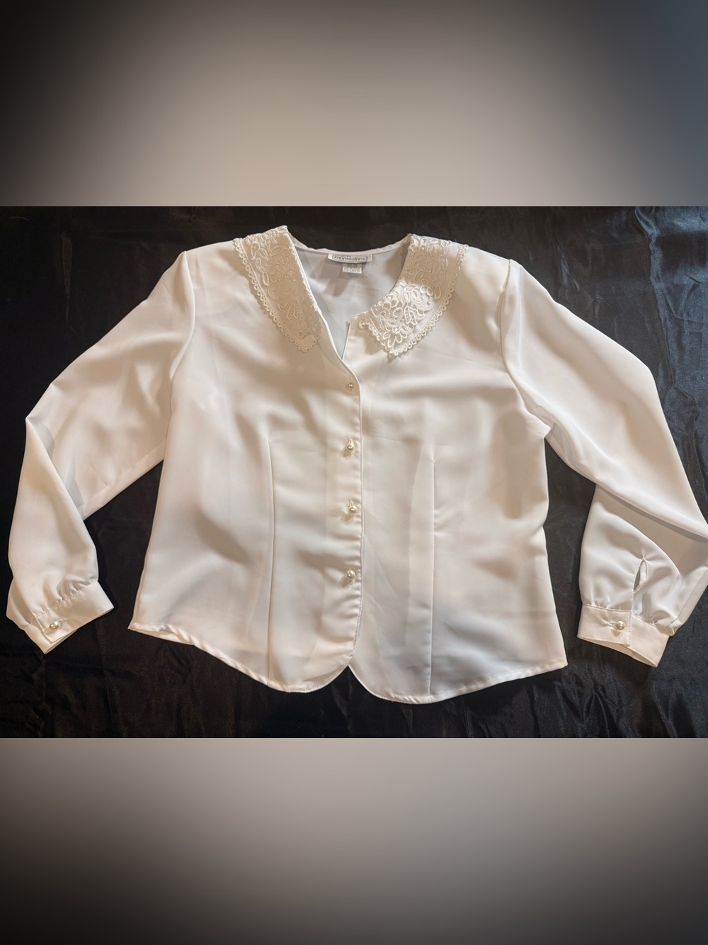 Vintage 90s White Lace-Collar Blouse